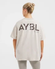 Lift Graphic Oversized T Shirt Beige