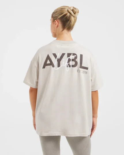 Lift Graphic Oversized T Shirt Beige